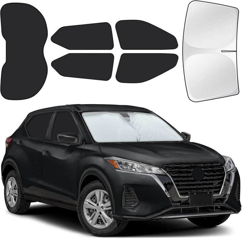 JASVIC for Nissan Kicks 2018-2024 Car Window Shades, 6pcs Privacy Sun Shade Set for Front Windshield Side and Rear Windows, Full Window Covers Keeps Vehicle Cool for Camping Napping - Image 1